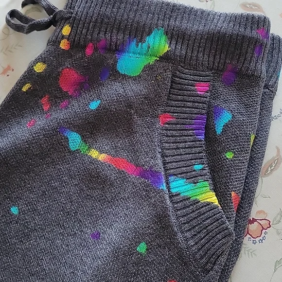 NWT Metallic Paint Splattered Knit Joggers - Picture 1 of 11